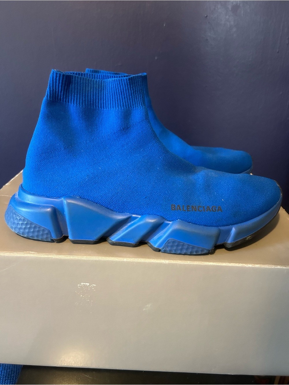 Balenciaga Royal Blue Sock Runner Sneakers - Picture 2 of 6